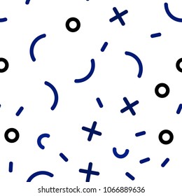 Light BLUE vector seamless layout with simple elements. Colorful seamless gradient with lines and signs of maths. Design for textile, fabric, wallpapers.