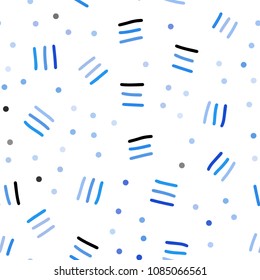 Light BLUE vector seamless layout with simple elements. Colorful seamless gradient with lines and signs of maths. Pattern for design of window blinds, curtains.