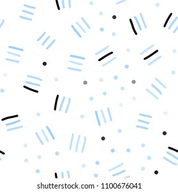 Light BLUE vector seamless layout with simple elements. Decorative abstract design of repeating lines, circles. Trendy design for wallpaper, fabric makers.