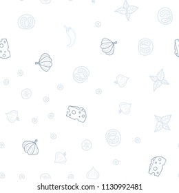 Light BLUE vector seamless layout with restaurant food. Blurred decorative design of snacks in doodle style. Pattern for menu of cafes, bars, restaurants.
