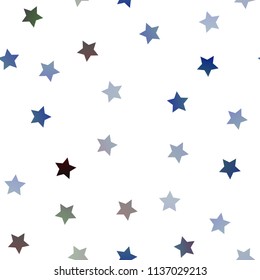 Light BLUE vector seamless layout with bright stars. Stars on blurred abstract background with gradient. The template can be used as a background.