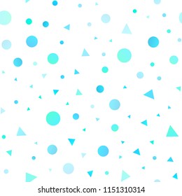 Light BLUE vector seamless layout with circles, lines. Glitter abstract illustration with spheres, triangular lines. Template for business cards, websites.