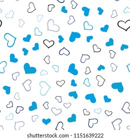 Light BLUE vector seamless layout with sweet hearts. Glitter abstract illustration with colorful hearts in romantic style. Design for ad, poster, banner of Valentine Day.