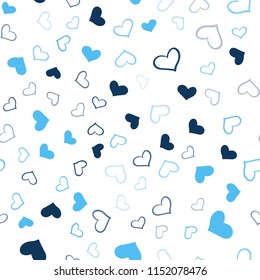 Light BLUE vector seamless layout with sweet hearts. Glitter abstract illustration with colorful hearts in romantic style. Beautiful design for your business advert of anniversary.