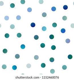 Light BLUE vector seamless layout with circle shapes. Glitter abstract illustration with blurred drops of rain. The pattern can be used for aqua ad, booklets.