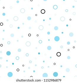 Light BLUE vector seamless layout with circle shapes. Blurred bubbles on abstract background with colorful gradient. Pattern for design of window blinds, curtains.