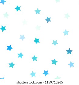 Light BLUE vector seamless layout with bright stars. Stars on blurred abstract background with gradient. The pattern can be used for websites.