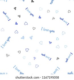 Light BLUE vector seamless layout with sweet hearts. Hearts on blurred abstract background with colorful gradient. Beautiful design for your business advert of anniversary.