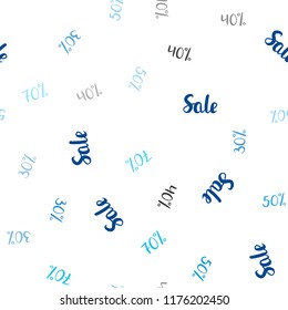 Light BLUE vector seamless layout with discount of 30%, 40%, 50%, 70%. Illustration with signs of sales on abstract template. Backdrop for ads, leaflets of Black Friday.