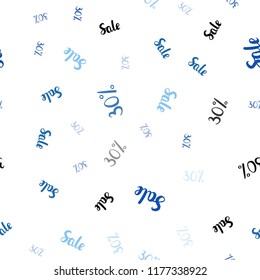 Light BLUE vector seamless layout with discount 30%. Gradient illustration with discount signs on white backdrop. Backdrop for super sales on Black Friday.