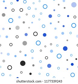 Light BLUE vector seamless layout with circle shapes. Blurred bubbles on abstract background with colorful gradient. Pattern for design of fabric, wallpapers.