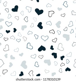 Light BLUE vector seamless layout with sweet hearts. Decorative shining illustration with hearts on abstract template. Template for Valentine's greeting postcards.