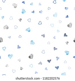 Light BLUE vector seamless layout with sweet hearts. Hearts on blurred abstract background with colorful gradient. Pattern can be used for valentine's ad, booklets.