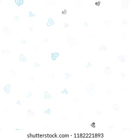 Light BLUE vector seamless layout with sweet hearts. Hearts on blurred abstract background with colorful gradient. Template for Valentine's greeting postcards.