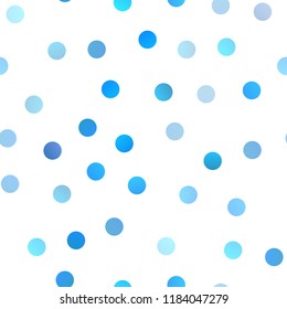 Light BLUE vector seamless layout with circle shapes. Illustration with set of shining colorful abstract circles. Pattern can be used as texture of water, rain drops.