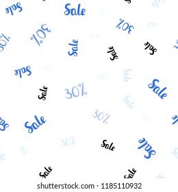 Light BLUE vector seamless layout with discount of 30%. Shining colorful illustration with isolated selling prices. Backdrop for ads, leaflets of Black Friday.