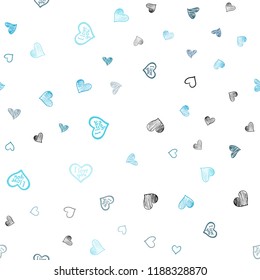 Light BLUE vector seamless layout with sweet hearts. Illustration with hearts in love concept for valentine's day. Pattern for marriage gifts, congratulations.