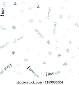 Light BLUE vector seamless layout with sweet hearts. Beautiful colored illustration with hearts in celebration style. Template for Valentine's greeting postcards.