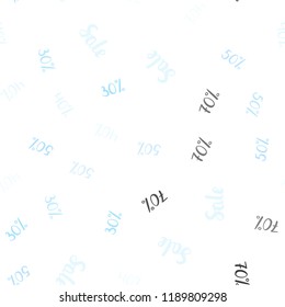 Light BLUE vector seamless layout with discount of 30%, 40%, 50%. Gradient illustration with discount signs on white backdrop. Pattern for ads, posters, banners of sales.