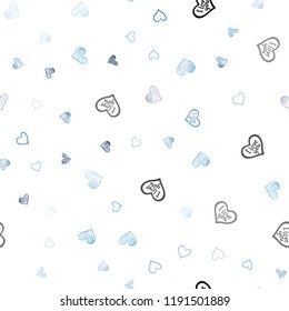 Light BLUE vector seamless layout with sweet hearts. Decorative shining illustration with hearts on abstract template. Beautiful design for your business advert of anniversary.