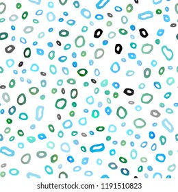 Light BLUE vector seamless layout with circle spots. Blurred bubbles on abstract backdrop with colorful gradient. Design for textile, fabric, wallpapers.