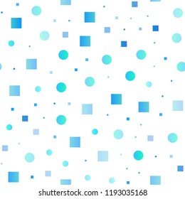 Light BLUE vector seamless layout with circle spots, cubes. Abstract backdrop with colorful circles, rectangles. Pattern for design of window blinds, curtains.