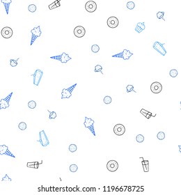 Light BLUE vector seamless layout with restaurant food. Blurred decorative design of snacks in doodle style. Pattern for ad, booklets, leaflets of restaurants.