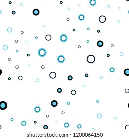 Light BLUE vector seamless layout with circle shapes. Glitter abstract illustration with blurred drops of rain. Trendy design for wallpaper, fabric makers.