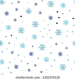 Light BLUE vector seamless layout with bright snowflakes. Shining colorful illustration with snow on abstract template. Template for business cards, websites.