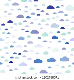 Light BLUE vector seamless layout with cloudscape. Beautiful illustration with colorful sky, clouds. Trendy design for wallpaper, fabric makers.