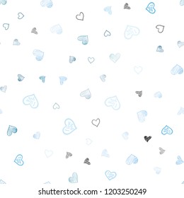 Light BLUE vector seamless layout with sweet hearts. Decorative shining illustration with hearts on abstract template. Template for Valentine's greeting postcards.