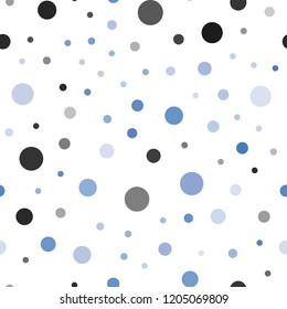 Light BLUE vector seamless layout with circle shapes. Abstract illustration with colored bubbles in nature style. Pattern for design of window blinds, curtains.