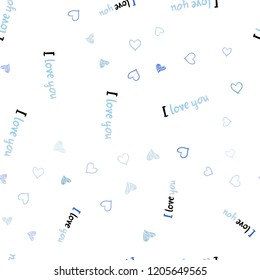 Light BLUE vector seamless layout with sweet hearts. Hearts on blurred abstract background with colorful gradient. Pattern can be used for valentine's ad, booklets.