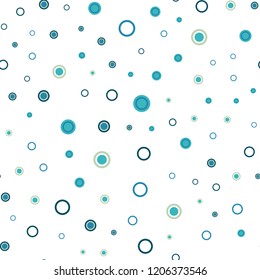Light BLUE vector seamless layout with circle shapes. Beautiful colored illustration with blurred circles in nature style. Pattern for design of fabric, wallpapers.