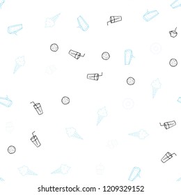 Light BLUE vector seamless layout with restaurant food. Blurred decorative design of snacks in doodle style. Pattern for menu of cafes, bars, restaurants.