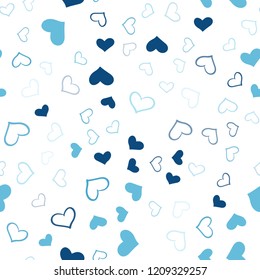Light BLUE vector seamless layout with sweet hearts. Blurred decorative design in doodle style with hearts. Pattern can be used for valentine's ad, booklets.