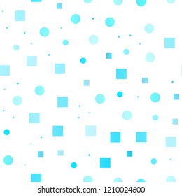 Light BLUE vector seamless layout with circle spots, cubes. Colorful gradient with circles, rectangles on abstract backdrop. Trendy design for wallpaper, fabric makers.