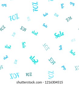 Light BLUE vector seamless layout with discount of 70%. Abstract illustration with colorful gradient symbols of sales. Backdrop for ads, leaflets of Black Friday.