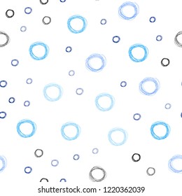 Light BLUE vector seamless layout with circle shapes. Glitter abstract illustration with blurred drops of rain. Pattern can be used for futuristic ad, booklets.
