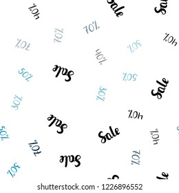 Light BLUE vector seamless layout with discount of 30%, 40%, 50%, 70%. Colored words of sales with gradient on white background. Pattern for ads, posters, banners of sales.