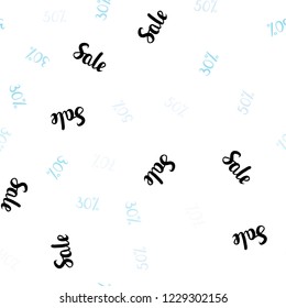 Light BLUE vector seamless layout with discount of 30%, 40%, 50%. Gradient illustration with discount signs on white backdrop. Backdrop for super sales on Black Friday.