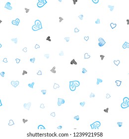 Light BLUE vector seamless layout with sweet hearts. Illustration with hearts in love concept for valentine's day. Pattern for carnival, festival romantic leaflets.