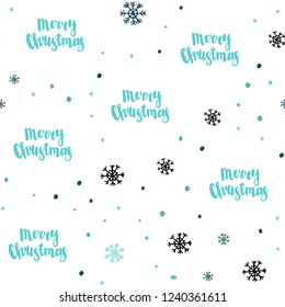 Light BLUE vector seamless layout with bright snowflakes. Shining colorful illustration with snow on abstract template. Template for business cards, websites.
