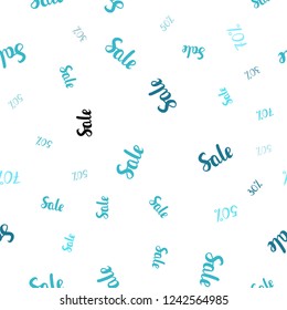 Light BLUE vector seamless layout with discount of 30, 50, 70%. Gradient illustration with discount signs on white backdrop. Backdrop for mega promotions, discounts.