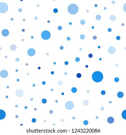Light BLUE vector seamless layout with circle shapes. Glitter abstract illustration with blurred drops of rain. Design for textile, fabric, wallpapers.