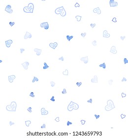 Light BLUE vector seamless layout with sweet hearts. Decorative shining illustration with hearts on abstract template. Pattern for marriage gifts, congratulations.