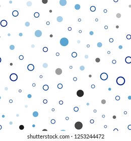 Light BLUE vector seamless layout with circle shapes. Blurred bubbles on abstract background with colorful gradient. Pattern for design of fabric, wallpapers.
