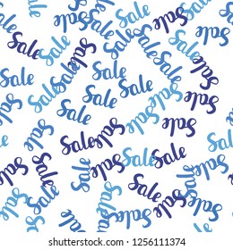 Light BLUE vector seamless layout with discount of 70, 90%. Illustration with signs of sales on abstract template. Template for season sales, shopping ads.