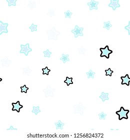 Light BLUE vector seamless layout with bright stars. Stars on blurred abstract background with gradient. Design for textile, fabric, wallpapers.