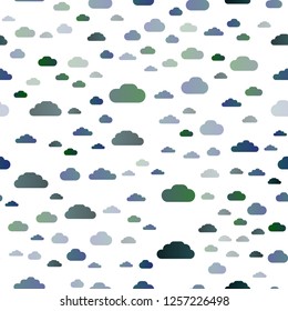 Light BLUE vector seamless layout with cloudscape. Colorful illustration consisted of abstract clouds. Trendy design for wallpaper, fabric makers.